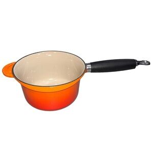 Le Creuset Volcanic Orange Flame Enamel Cast Iron 1 1/4 Quart Saucepan #16